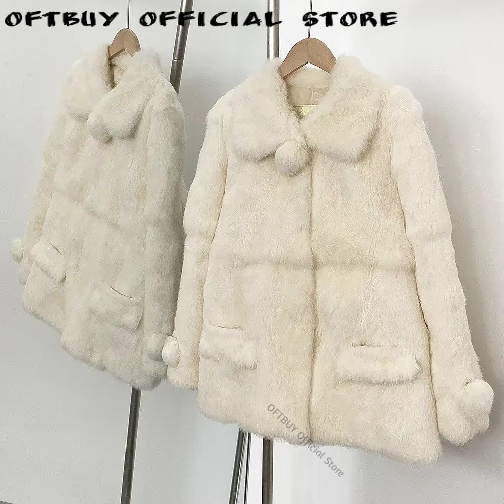 Winter Clothing Wholesale - リアルファーのコート、本物の毛皮を使用したジャケット、レディース、新作、冬物、天然ラビットファーのジャケット、ファッション、暖かいファーのコート、丸い毛皮の女性用衣料、レディース