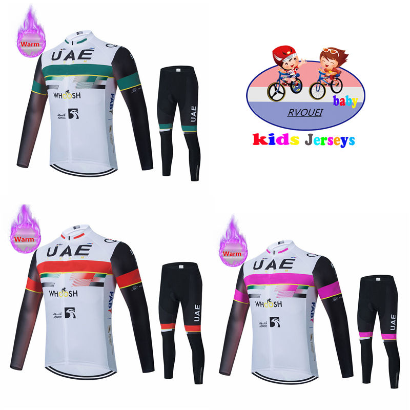 Winter Clothing Kids Sale - UAE男の子長袖サイクリングジャージーセット、チームサイクリング服、サーマルフリース、MTB自転車服、キッズバイクユニフォーム、冬