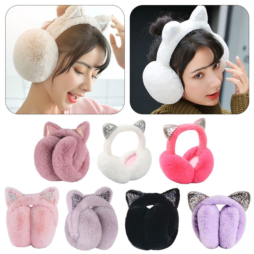 Ear Muff Foldable - かわいいウサギのデザイン動物の耳耳当て帽子カエル動物スタイル折りたたみデザインビーニーキャップ漫画のパターン厚みのある耳カバー