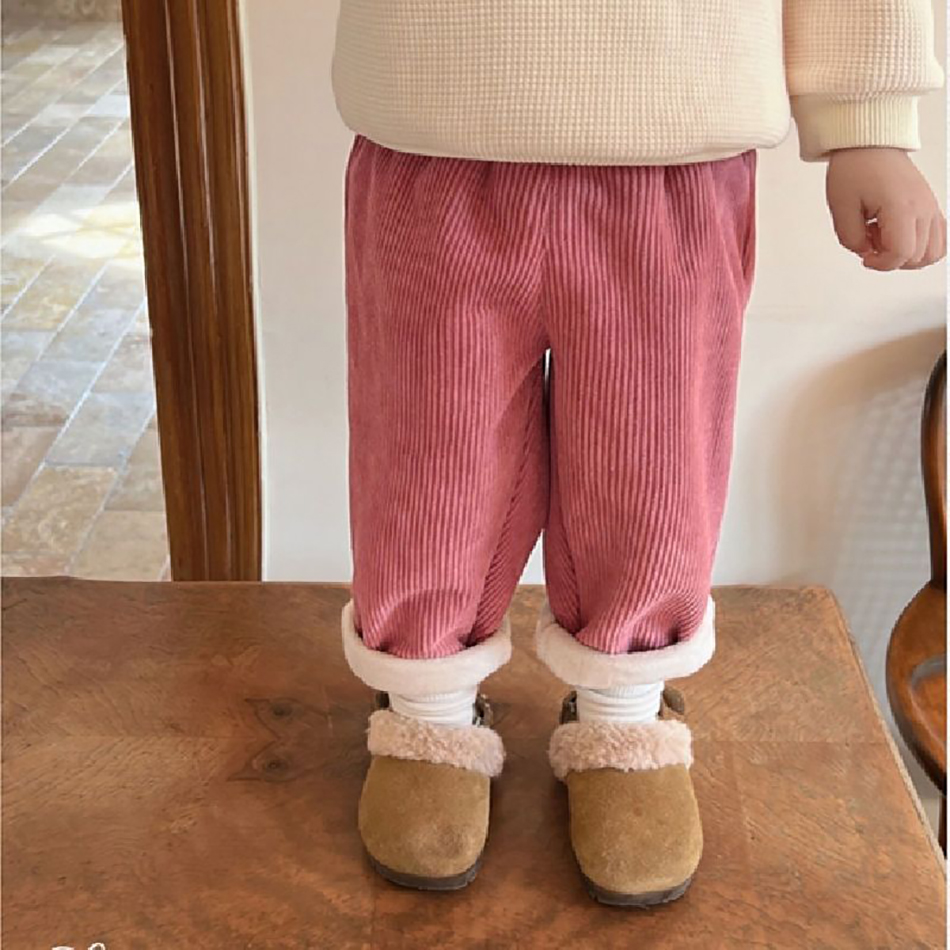 Winter Clothing List - ベビーキッズコーデュロイパンツ子供フリース裏地付きサーマル冬暖かいストレートレッグカジュアルパンツ男の子女の子服
