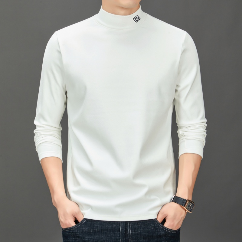 Winter Clothing Men - メンズファッショントレンド 無地セミハイネックベースTシャツ 秋冬保温インナー 長袖トップス 高級メンズウェア