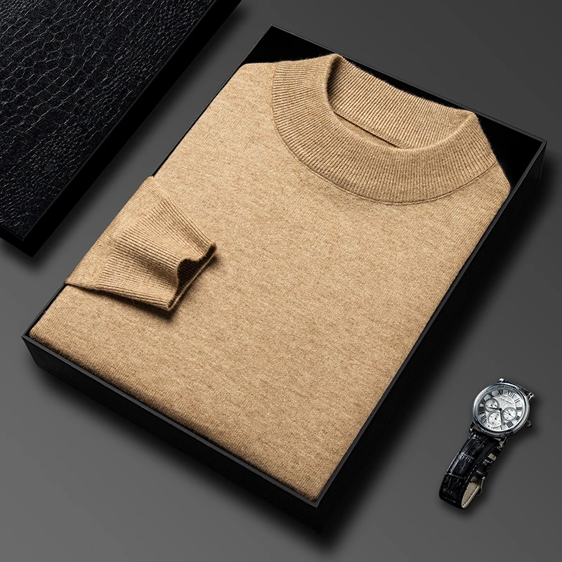 Winter Clothing Brand - ハーフタートルネックニットセーター新秋/冬モックネックスウェット無地プルオーバー男ブランドカジュアル紳士服