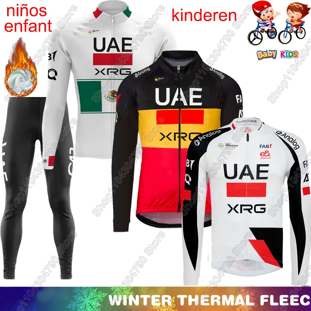 Winter Clothing Kids Sale - 子供 UAE チーム 2026 冬サイクリングジャージセット男の子女の子メキシコベルギー長袖サイクリング服スーツ MTB
