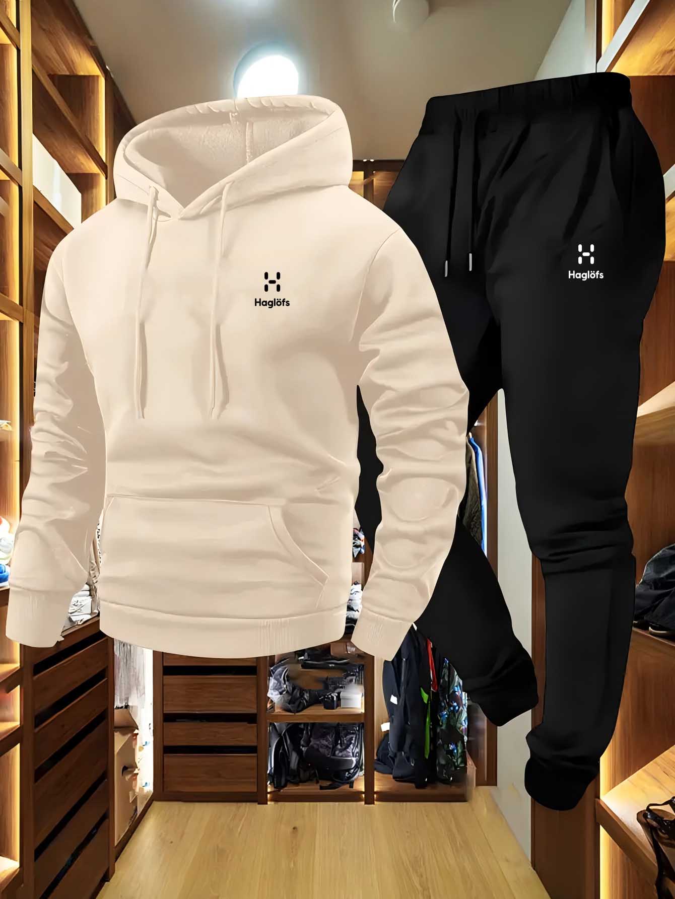 Winter Clothing Gear - 柔らかく快適な生地のメンズ秋冬カジュアルツーピースフーディスウェットシャツとロングパンツスーツ（ポケット付き、レギュラーフィット、アウトドア用）