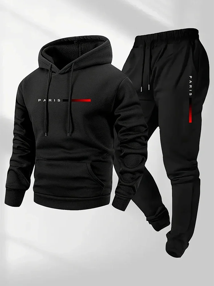 Winter Clothing Gear - デイリーカジュアルスポーツジョギングスーツ 無地スポーツウェア メンズ ホームアウトドア暖かい着用服 2026年新作 メンズセット