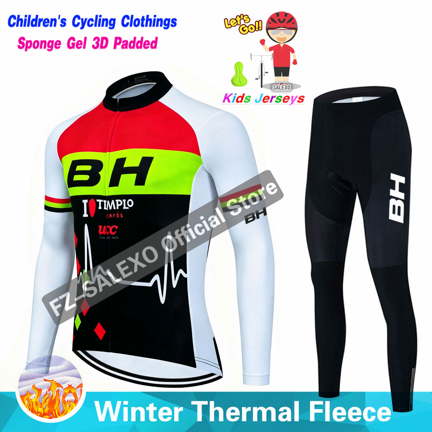 Winter Clothing Kids Sale - BH 2027 子供用冬用サイクリングジャージスーツ サーマルフリース 男の子用サイクリングウェア キッズライディング長袖スーツ