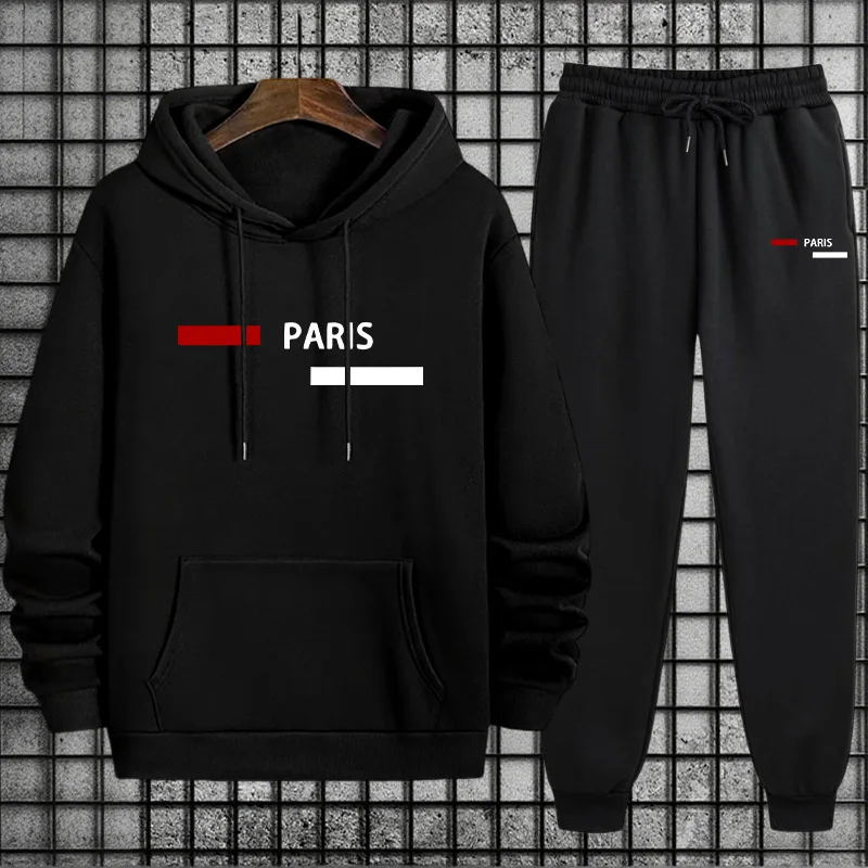 Winter Clothing Gear - メンズトラックスーツ カジュアル フード付きスウェットシャツ アウトドア スポーツ ジョギングウェア