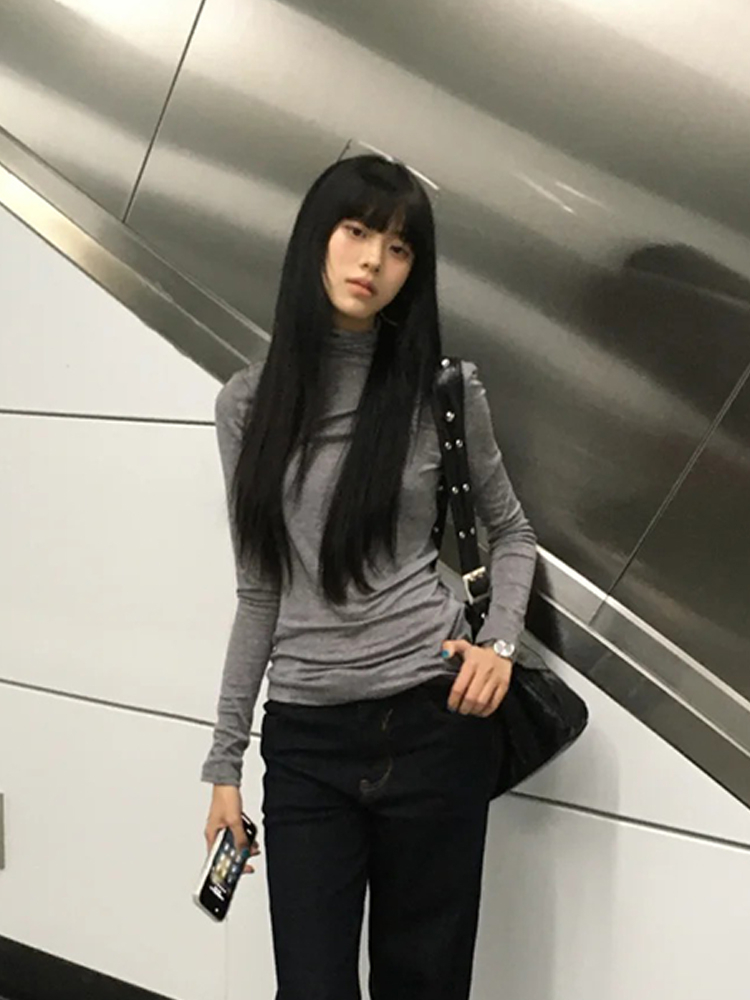 Tonngirls 原宿 Tシャツ女性タートルネックスリムク - Winter Clothing Aesthetic のレビューと価格