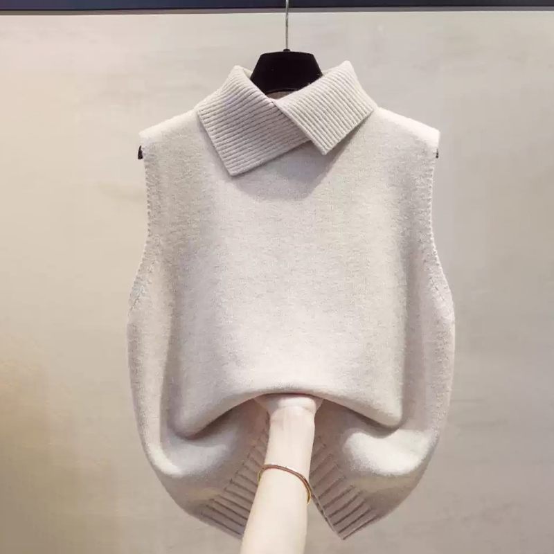 韓国の無地秋冬ラペルノースリーブ多用途カジュアルニットベスト - Winter Clothing Wholesale のレビューと価格