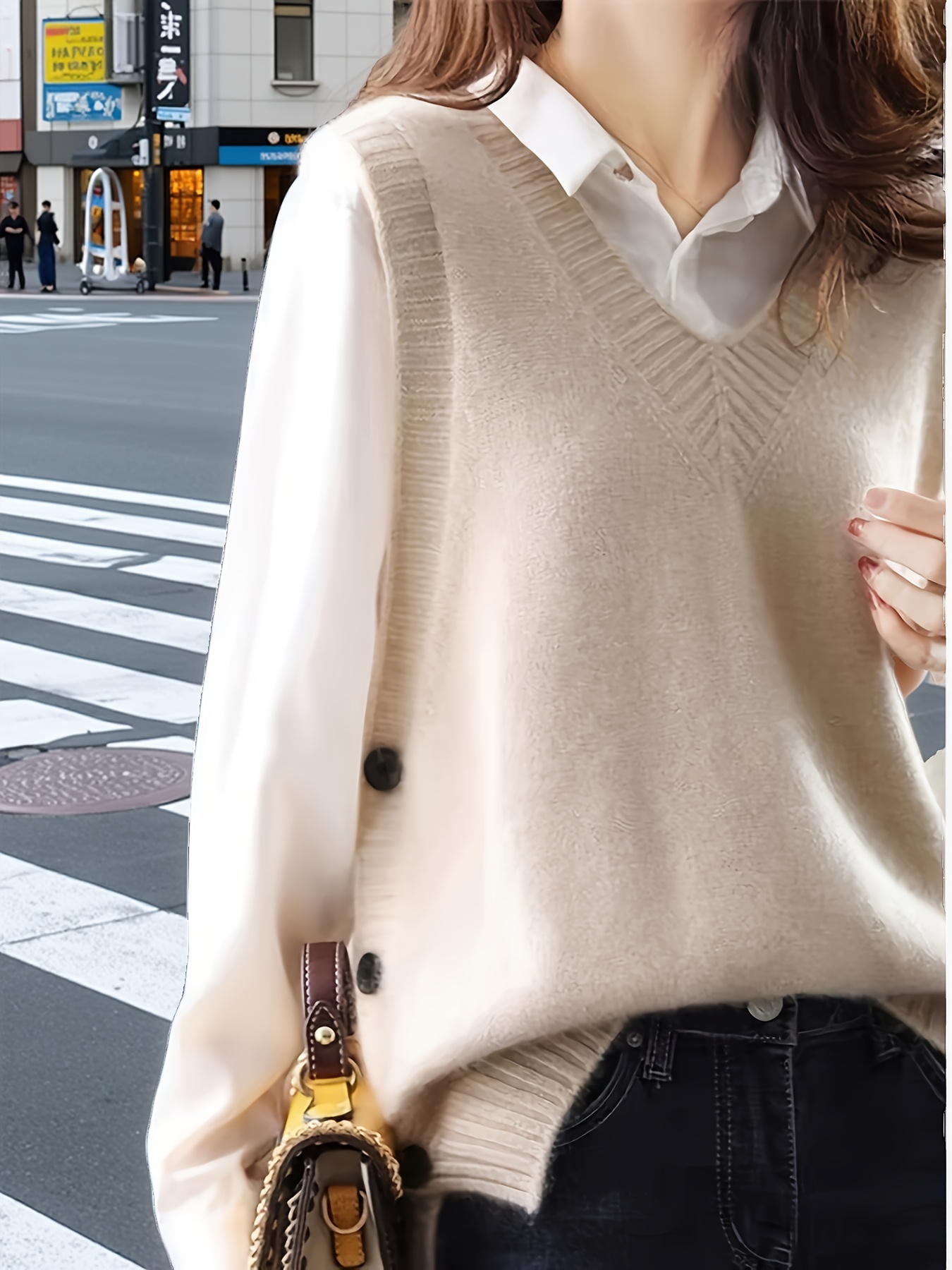 レディース秋冬Vネック無地ニットセーターベスト、ハイロー裾サ - Winter Clothing Wholesale のレビューと価格