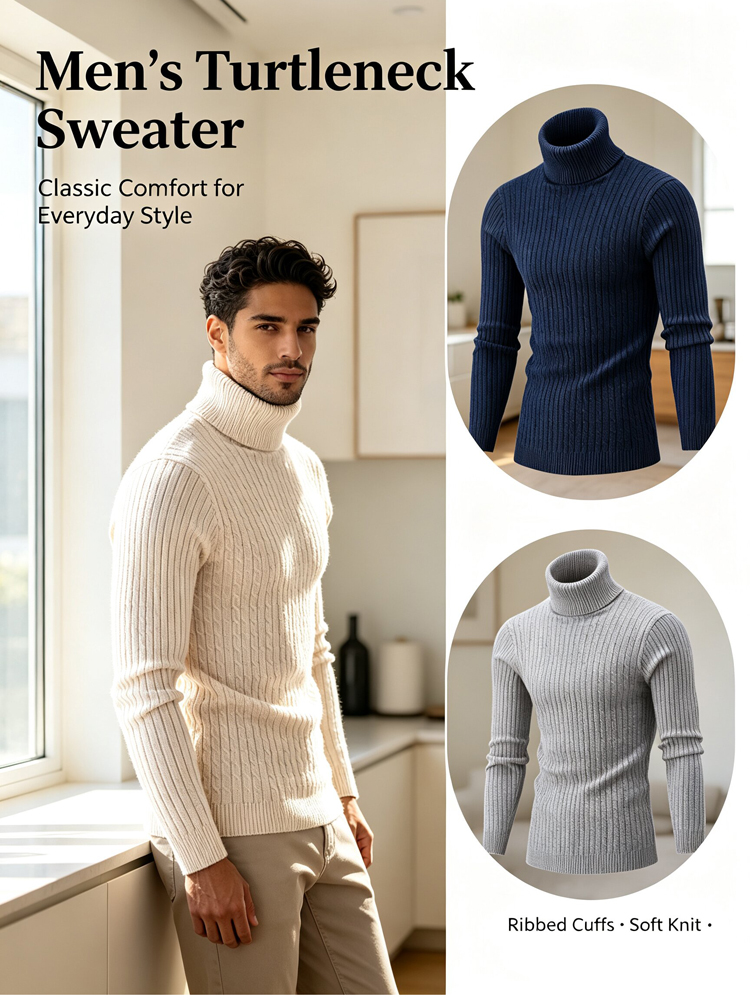 秋のメンズカーゴタートルネックセーター、カジュアルメンズカシ - Winter Clothing Men Style のレビューと価格