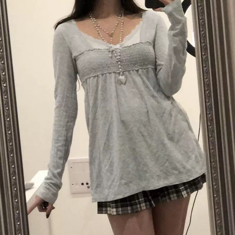 アメリカンレトロ レディース Tシャツ スクエアネック ニッ - Winter Clothing Aesthetic のレビューと価格