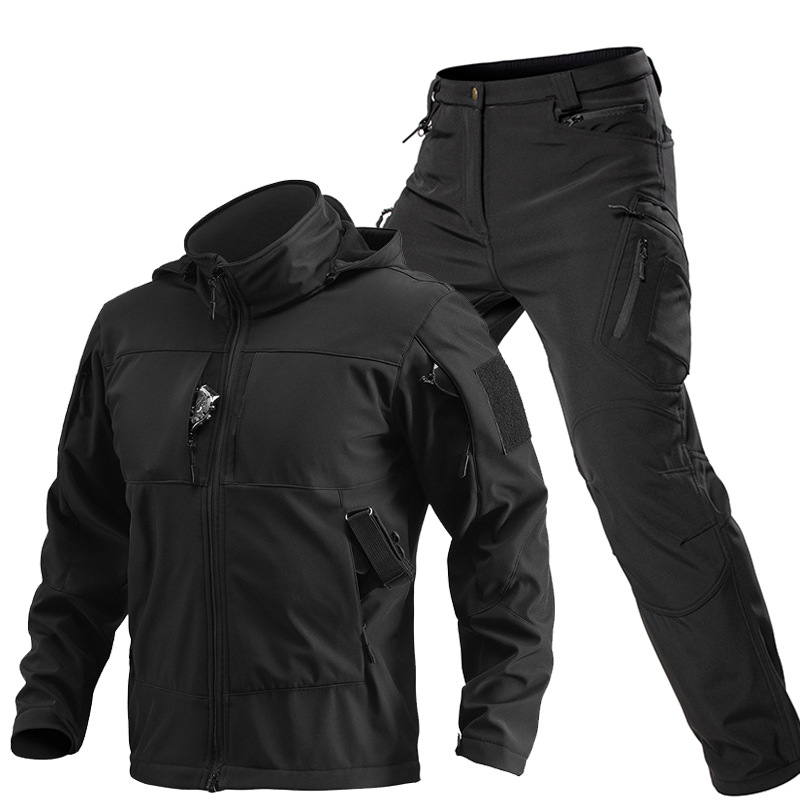 男性用アウトドアタクティカルソフトシェルスーツ フード付きフ - Winter Clothing Gear のレビューと価格