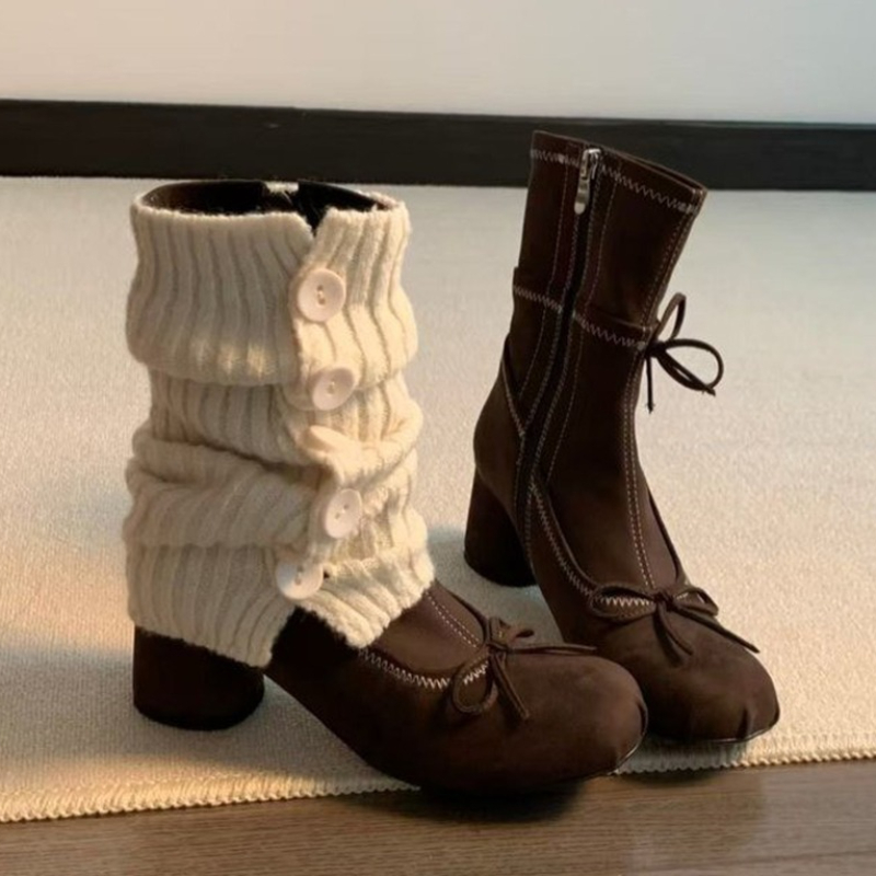 ボウ付きハイヒールレディースブーツ、ニューマリージェーンシュ - Winter Clothing Clearance Sale のレビューと価格
