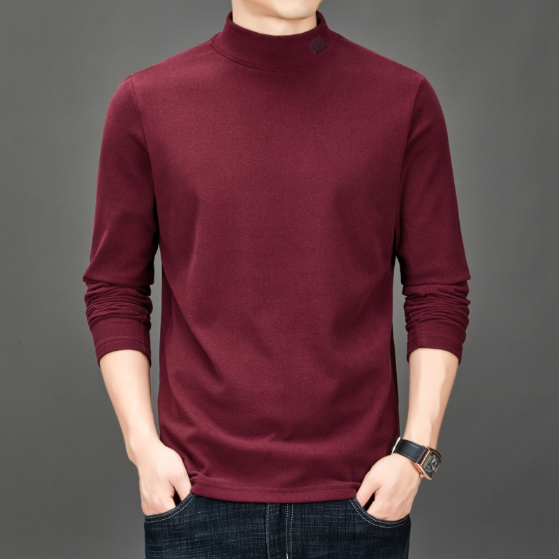 メンズファッショントレンド 無地セミハイネックベースTシャツ - Winter Clothing Men のレビューと価格