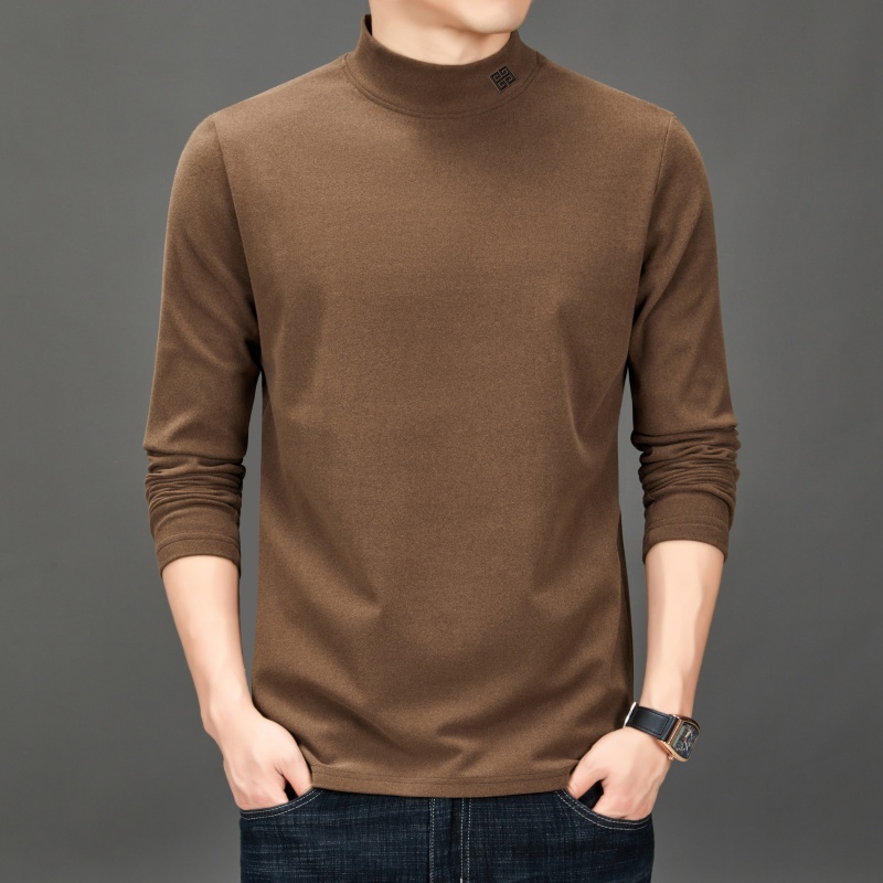メンズファッショントレンド 無地セミハイネックベースTシャツ - Winter Clothing Men のレビューと価格
