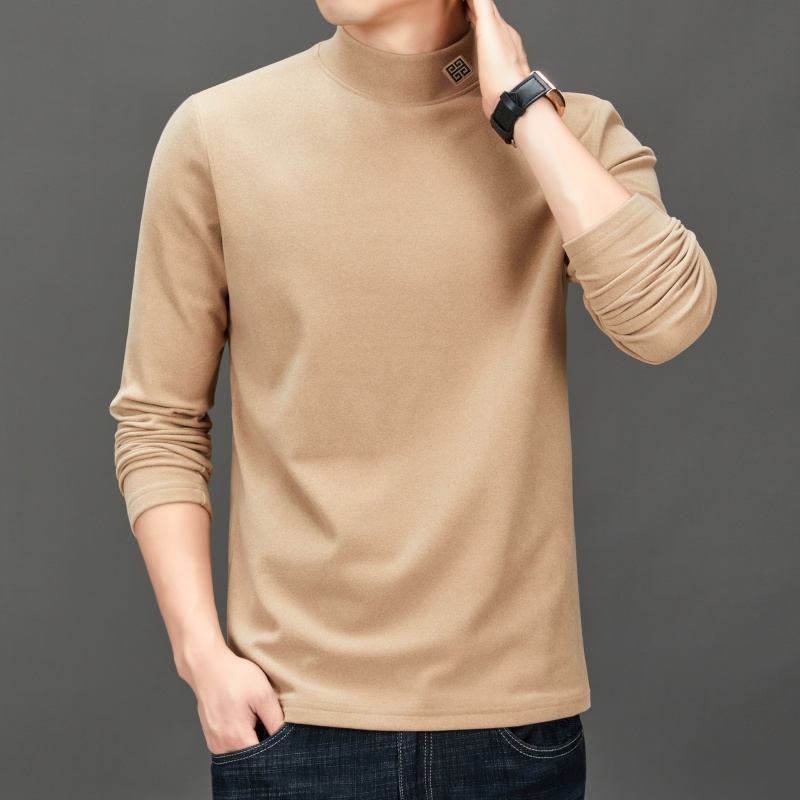 メンズファッショントレンド 無地セミハイネックベースTシャツ - Winter Clothing Men のレビューと価格
