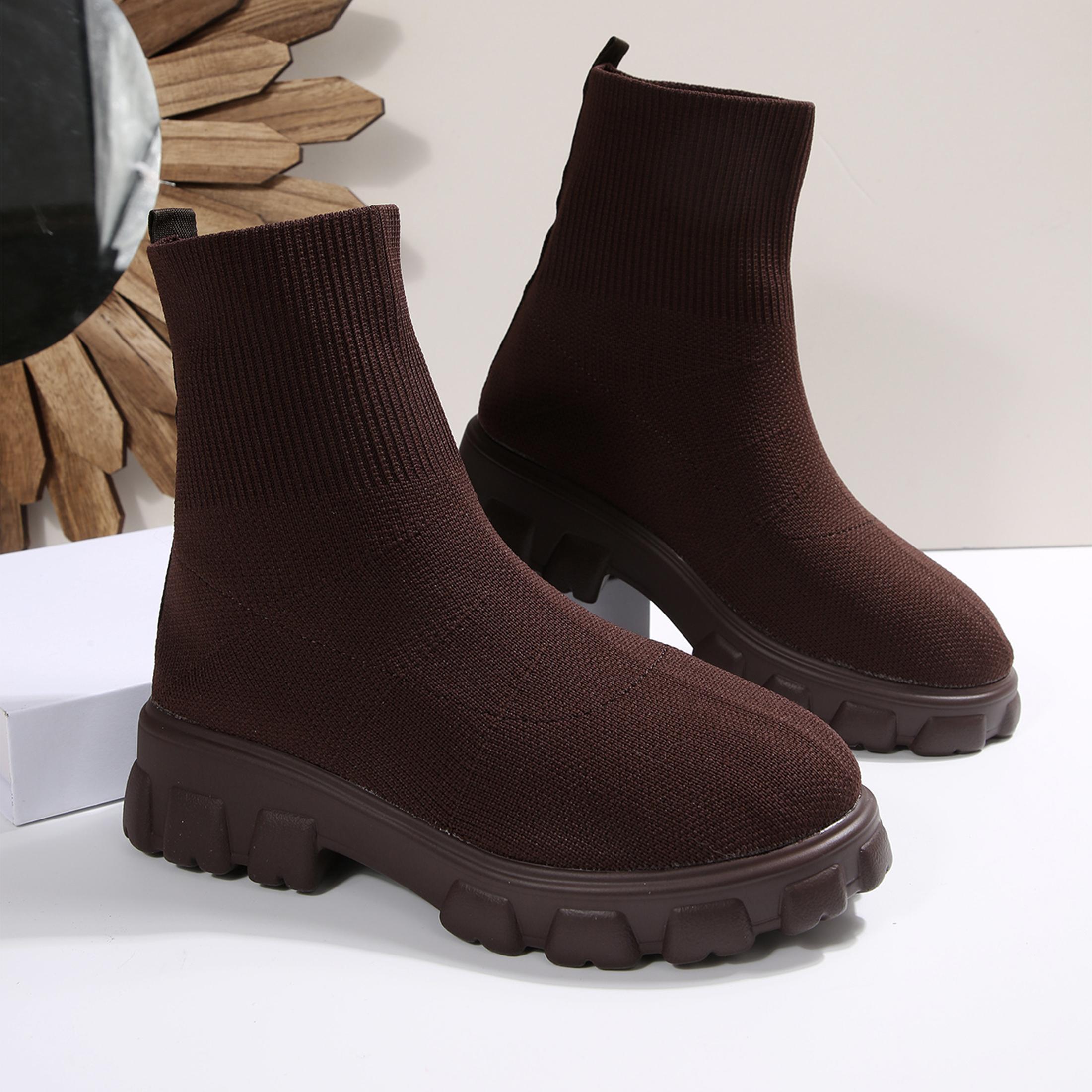 女性用アンクルブーツ、快適なラウンドトゥ、スリップオン、スト - Winter Clothing Clearance Sale のレビューと価格
