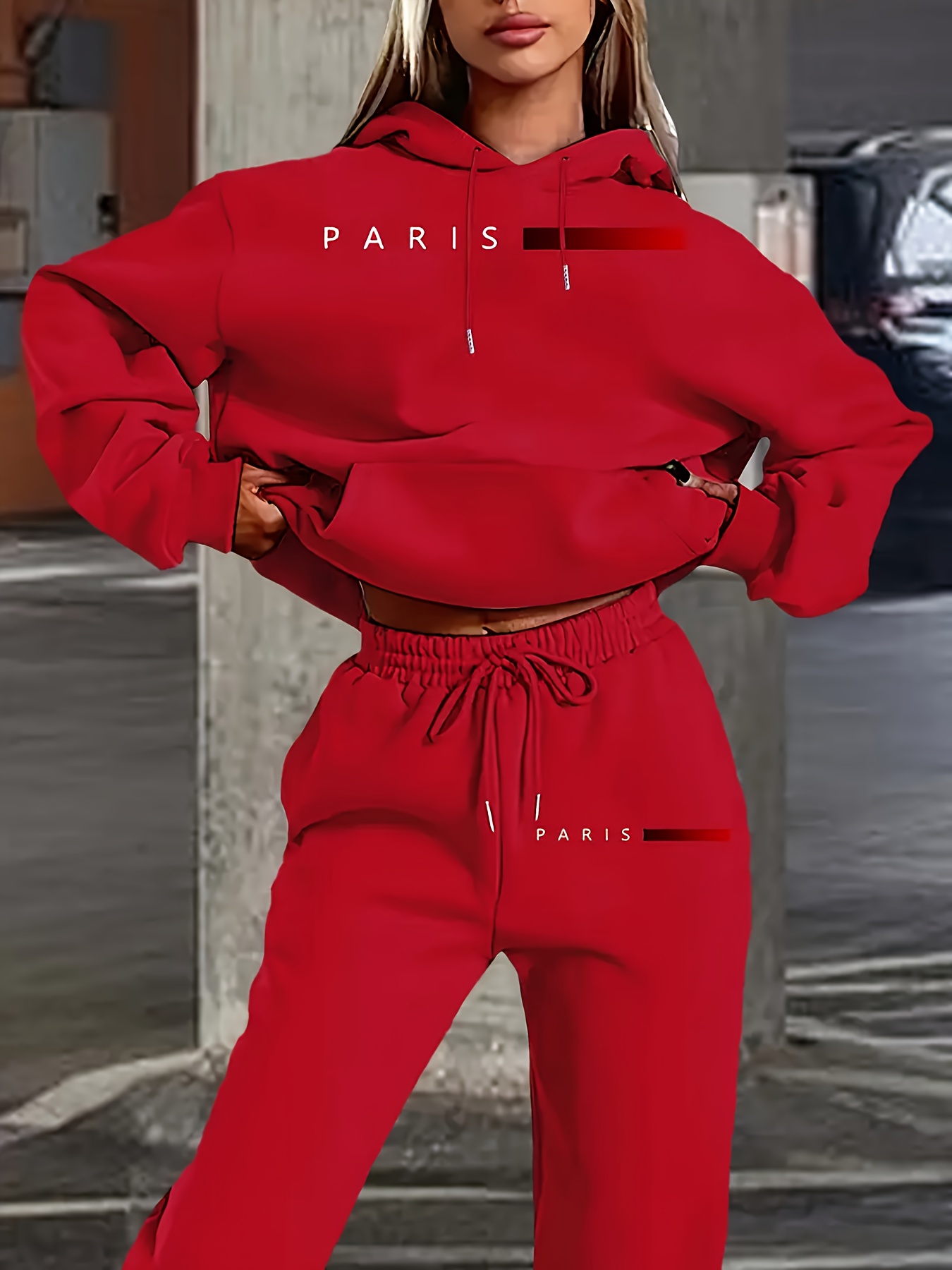 新作レディースセットアップ。パリの文字プリントが施された、高 - Winter Clothing Men のレビューと価格
