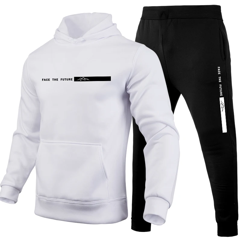 メンズトラックスーツプリントカジュアルフード付きスウェットシ - Winter Clothing Men のレビューと価格