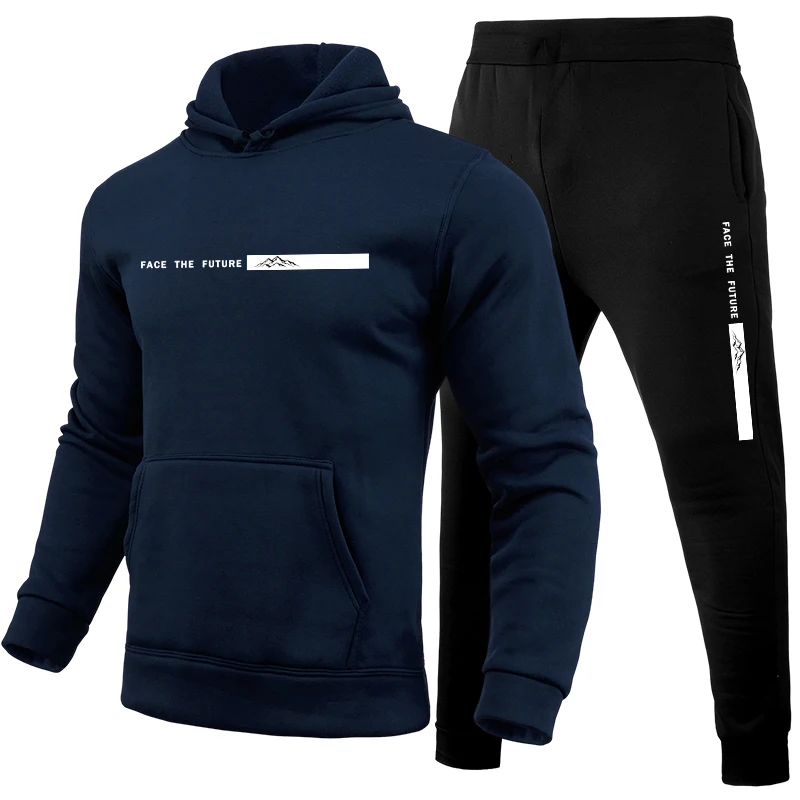 メンズトラックスーツプリントカジュアルフード付きスウェットシ - Winter Clothing Men のレビューと価格