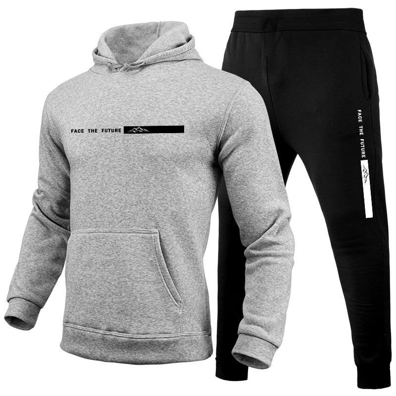 メンズトラックスーツプリントカジュアルフード付きスウェットシ - Winter Clothing Men のレビューと価格