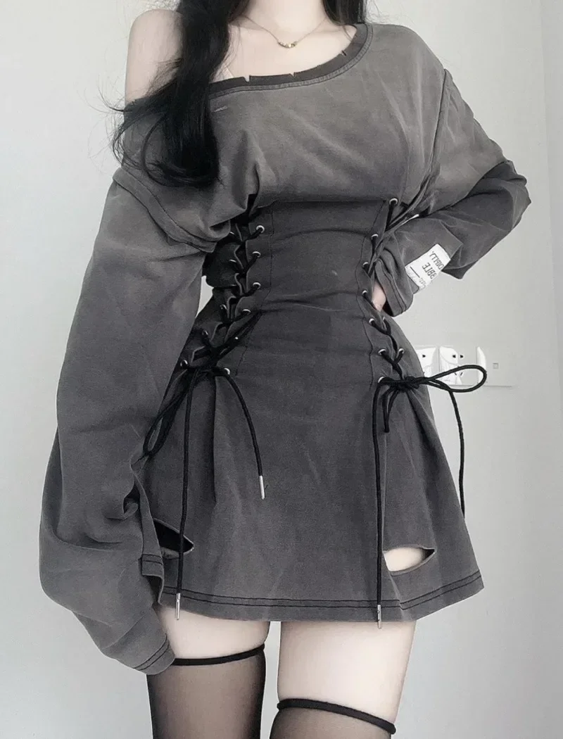 Fairycore グランジコルセットドレス長袖女性美的 Y - Winter Clothing Aesthetic のレビューと価格