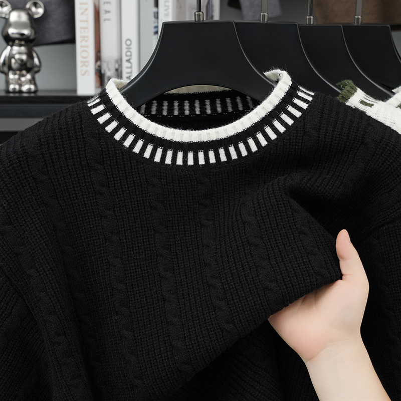 メンズ秋冬新作長袖ニットセーター、ラウンドネックジャカードコ - Winter Clothing Men Style のレビューと価格