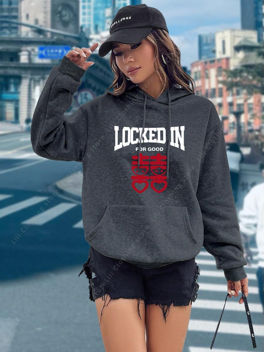 面白い文字プリントパーカー女性トップス 2026 新しいスウ - Winter Clothing Aesthetic のレビューと価格