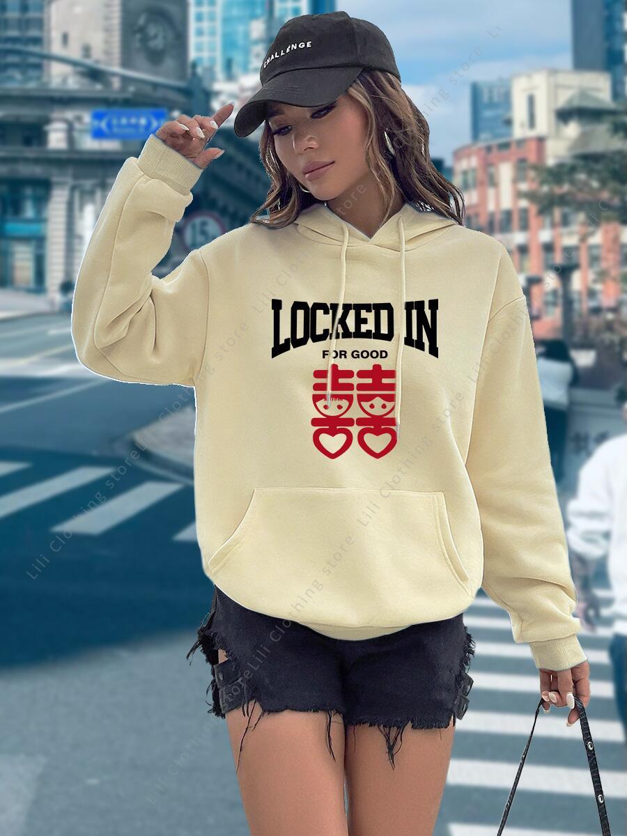 面白い文字プリントパーカー女性トップス 2026 新しいスウ - Winter Clothing Aesthetic のレビューと価格