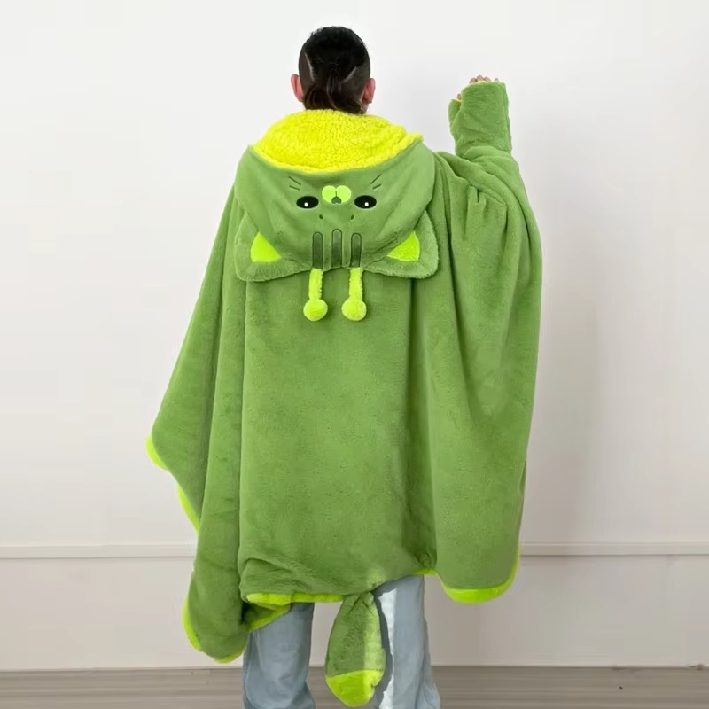 漫画風のかわいい宇宙猫のフード付きブランケットぬいぐるみマン - Winter Clothing Girls のレビューと価格