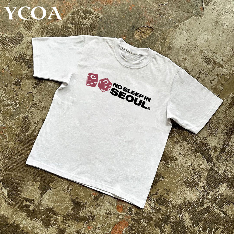 男性用レタリングプリントの特大コットンTシャツ,半袖原宿スト - Winter Clothing Aesthetic のレビューと価格
