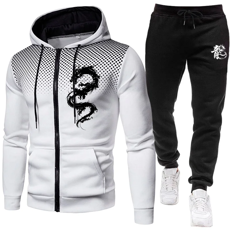 メンズパリドラゴン柄ファッションプリントセットアップ ツーピ - Winter Clothing Gear のレビューと価格