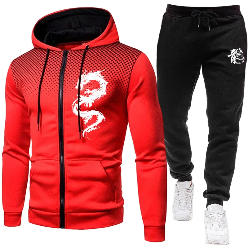 メンズパリドラゴン柄ファッションプリントセットアップ ツーピ - Winter Clothing Gear のレビューと価格