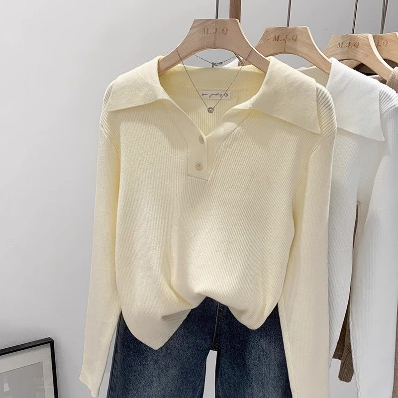 ポロ襟ニットセーター レディース プルオーバー カジュアル  - Winter Clothing Wholesale のレビューと価格