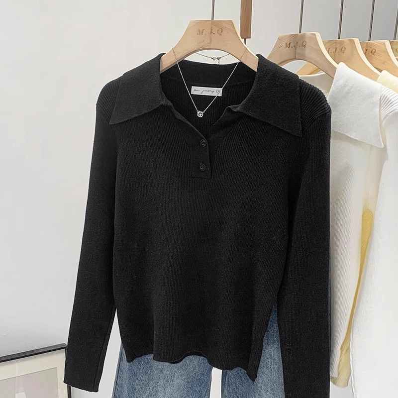 ポロ襟ニットセーター レディース プルオーバー カジュアル  - Winter Clothing Wholesale のレビューと価格