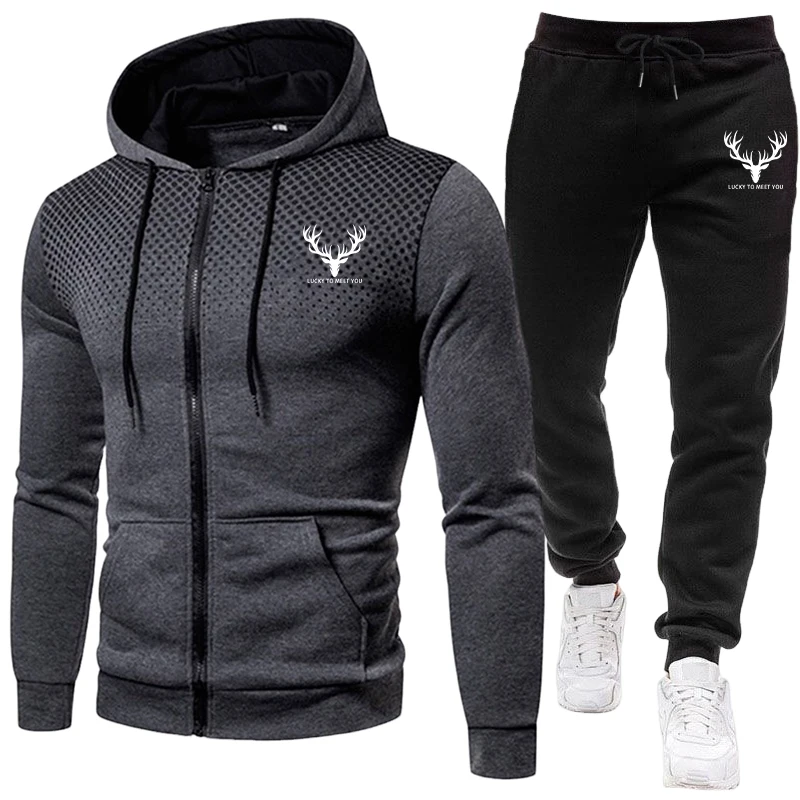 2026新作 メンズセット ジップアップパーカーと黒のスウェ - Winter Clothing Gear のレビューと価格